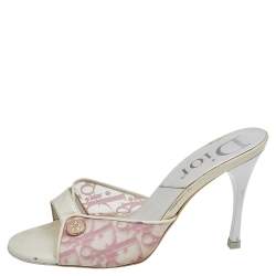 Dior White Monogram PVC And Patent Leather Clog Slide Sandals Size 35.5