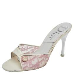Dior White Monogram PVC And Patent Leather Clog Slide Sandals Size 35.5