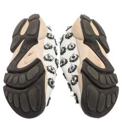 Dior White/Black Sequins Embellished Mesh Fusion Slip-on Sneakers Size 36.5