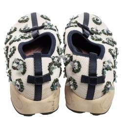Dior White/Black Sequins Embellished Mesh Fusion Slip-on Sneakers Size 36.5
