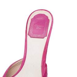 Pre Owned Dior Pink Cannage Leather Bow Slide Sandals Size 38.5
