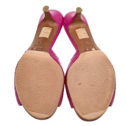 Pre Owned Dior Pink Cannage Leather Bow Slide Sandals Size 38.5