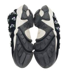 Pre Owned Dior Black Mesh Embellished Fusion Slip On Sneakers Size 38