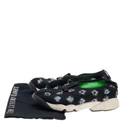 Pre Owned Dior Black Mesh Embellished Fusion Slip On Sneakers Size 38