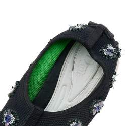 Pre Owned Dior Black Mesh Embellished Fusion Slip On Sneakers Size 38