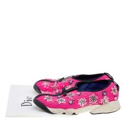 Pre Owned Dior Pink Mesh Embellished Fusion Slip On Sneakers Size 39