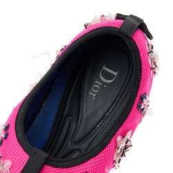 Pre Owned Dior Pink Mesh Embellished Fusion Slip On Sneakers Size 39