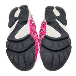 Pre Owned Dior Pink Mesh Embellished Fusion Slip On Sneakers Size 39