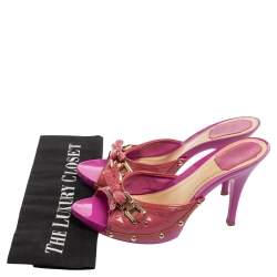 Dior Pink Patent Leather Slide Sandals Size 39.5