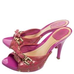 Dior Pink Patent Leather Slide Sandals Size 39.5