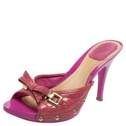 Dior Pink Patent Leather Slide Sandals Size 39.5