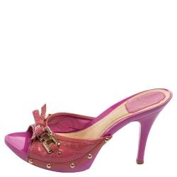 Dior Pink Patent Leather Slide Sandals Size 39.5