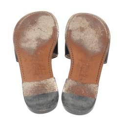 مملوكة مسبقًا Dior Black Leather Revolution Logo Flat Slides Size 36