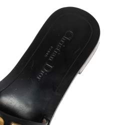 مملوكة مسبقًا Dior Black Leather Revolution Logo Flat Slides Size 36