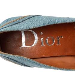 Dior Blue/Tan Denim And Leather CD Logo Pumps Size 38 