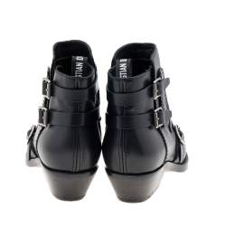 Pre Owned Dior Black Leather Dior Saddle Ankle Boots Size 38.5