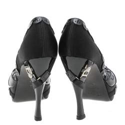 Dior Black Patent Leather And Satin Platform D'orsay Sandals Size 36.5
