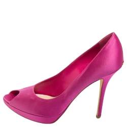 Dior Pink Satin Miss Dior Peep-Toe Pumps Size 40.5