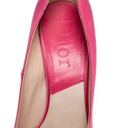 Pre Owned Dior Pink Satin Miss Dior Peep Toe Pumps Size 40.5