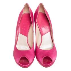 Pre Owned Dior Pink Satin Miss Dior Peep Toe Pumps Size 40.5