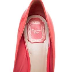 Dior Coral Pink Patent Leather Miss Dior Peep Toe Platform Pumps Size 41