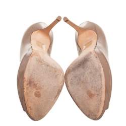 Pre Owned Dior Brown Patent Leather Miss Dior Peep Toe Platform Pumps Size 41