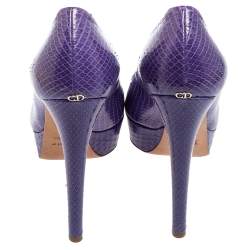 Dior Purple Python Peep Toe Miss Dior Platform Pumps Size 41