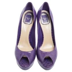 Dior Purple Python Peep Toe Miss Dior Platform Pumps Size 41