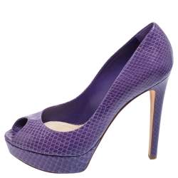 Dior Purple Python Peep Toe Miss Dior Platform Pumps Size 41