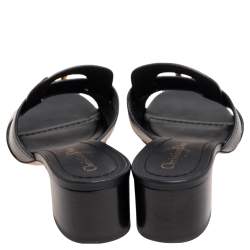 Pre Owned Dior Black Leather Montaigne Slide Sandals Size 38