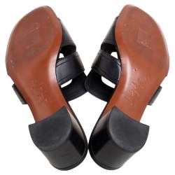 Pre Owned Dior Black Leather Montaigne Slide Sandals Size 38