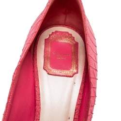 Dior Pink Python Embossed Leather Miss Dior Peep Toe Pumps Size 41