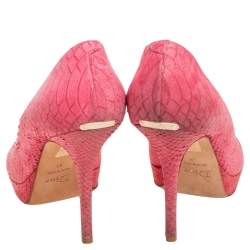 Dior Pink Python Embossed Leather Miss Dior Peep Toe Pumps Size 41