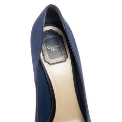 Pre Owned Dior Blue Satin Miss Dior Peep Toe Platform Pumps Size 40.5