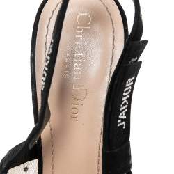 Dior Beige/Black Net And Suede  J'adior Slingback Sandals Size 39 