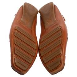 Pre Owned Dior Brown Leather and Monogram Canvas Loafers Size 37