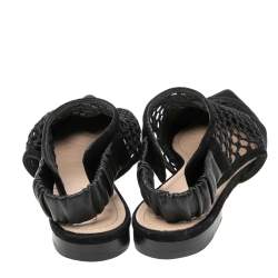 Pre Owned Dior Black Suede And Mesh Pointed Toe Slingback Flat Sandals Size 40.5