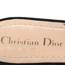 Pre Owned Dior Black Suede And Mesh Pointed Toe Slingback Flat Sandals Size 40.5