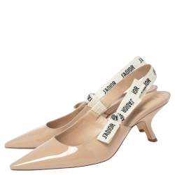 مملوكة مسبقًا Dior Beige Patent Leather J'adior Slingback Sandals Size 40.5