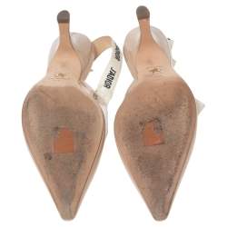 مملوكة مسبقًا Dior Beige Patent Leather J'adior Slingback Sandals Size 40.5