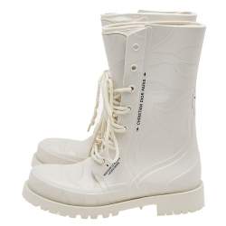 Pre Owned حذاء بوت للكاحل ديور ديور كامب مطاط أوف وايت مقاس 39