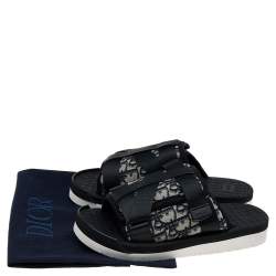 Dior Black/Beige Canvas Slide Sandals Size 40