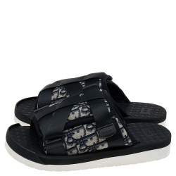 Dior Black/Beige Canvas Slide Sandals Size 40