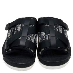 Dior Black/Beige Canvas Slide Sandals Size 40