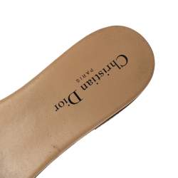 Pre Owned Dior beige/Black Canvas Logo Embroidered D-Way Flat Slides Size 40