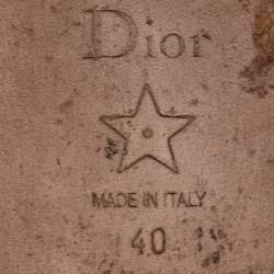 Pre Owned Dior beige/Black Canvas Logo Embroidered D-Way Flat Slides Size 40