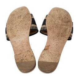 Pre Owned Dior beige/Black Canvas Logo Embroidered D-Way Flat Slides Size 40