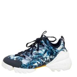 مملوكة مسبقًا Dior Multicolor Tropicalia Print Technical Fabric And Leather D-Connect Sneakers Size 38