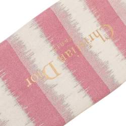 Pre Owned Dior Pink/Cream Embroidered Canvas Dway Flat Slides Size 40