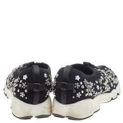 Pre Owned Dior Black Mesh Fusion Embellished Slip On Sneakers Size 34.5